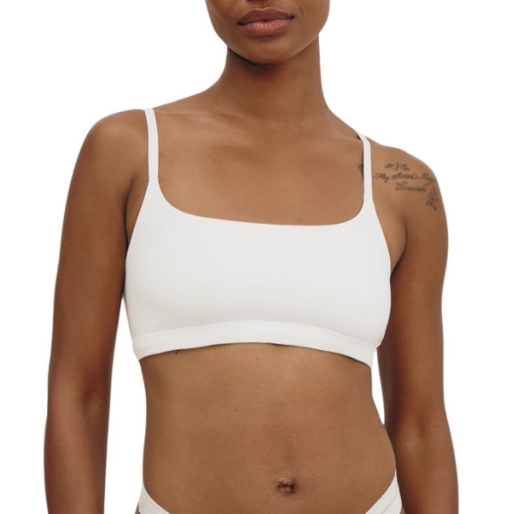 NWT Organic Basics Flex Scoop Neck Cotton Bralette Off White Ivory - Size XS